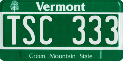 VT license plate TSC333