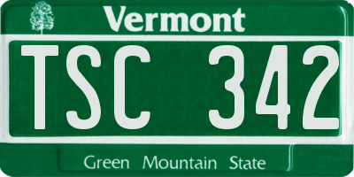 VT license plate TSC342