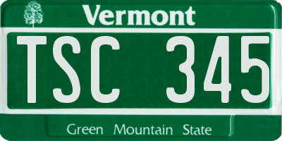 VT license plate TSC345