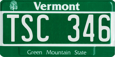 VT license plate TSC346