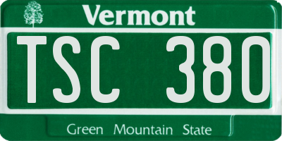 VT license plate TSC380