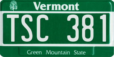 VT license plate TSC381
