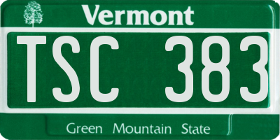 VT license plate TSC383