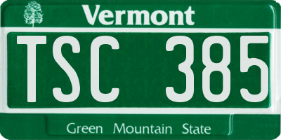 VT license plate TSC385