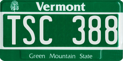 VT license plate TSC388