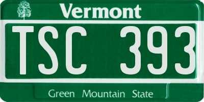 VT license plate TSC393