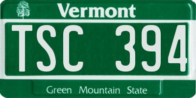 VT license plate TSC394
