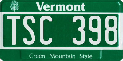 VT license plate TSC398