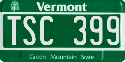 VT license plate TSC399