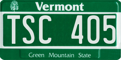 VT license plate TSC405