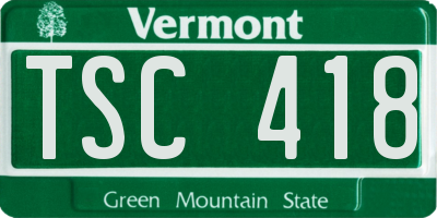 VT license plate TSC418