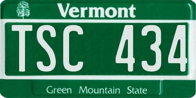 VT license plate TSC434