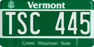 VT license plate TSC445
