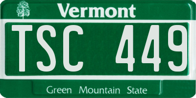 VT license plate TSC449