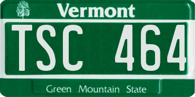 VT license plate TSC464