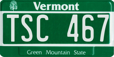 VT license plate TSC467