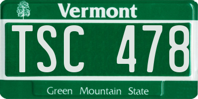 VT license plate TSC478