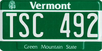 VT license plate TSC492