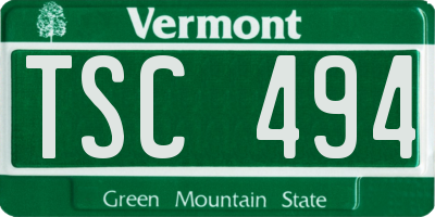 VT license plate TSC494