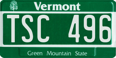 VT license plate TSC496