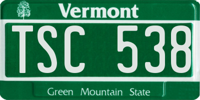 VT license plate TSC538