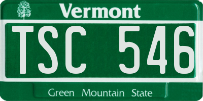 VT license plate TSC546