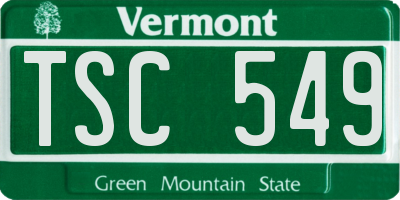 VT license plate TSC549