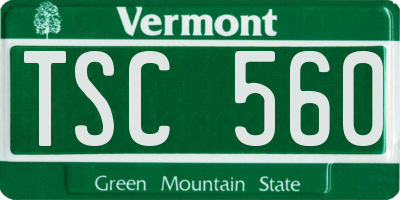 VT license plate TSC560
