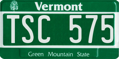 VT license plate TSC575