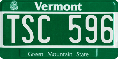 VT license plate TSC596