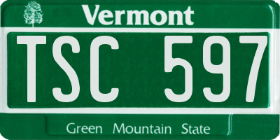 VT license plate TSC597
