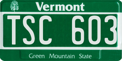 VT license plate TSC603