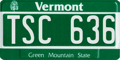 VT license plate TSC636