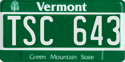 VT license plate TSC643