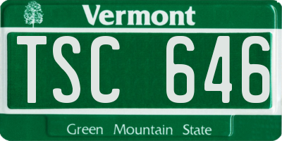 VT license plate TSC646