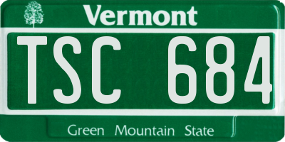 VT license plate TSC684