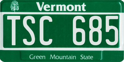 VT license plate TSC685