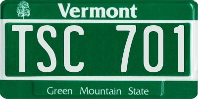 VT license plate TSC701