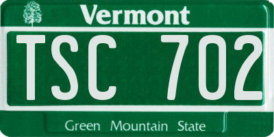 VT license plate TSC702