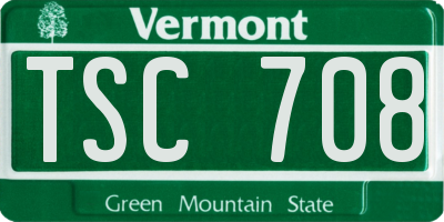 VT license plate TSC708