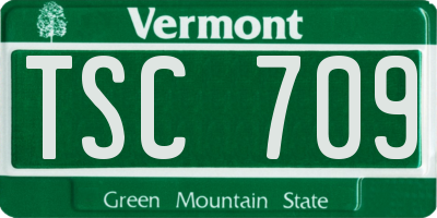 VT license plate TSC709
