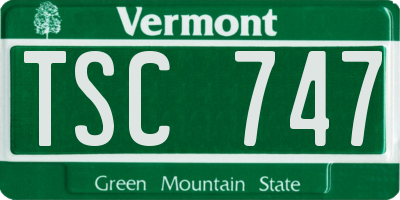 VT license plate TSC747