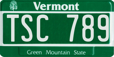 VT license plate TSC789