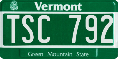VT license plate TSC792