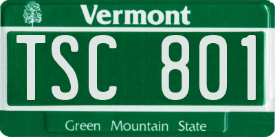 VT license plate TSC801