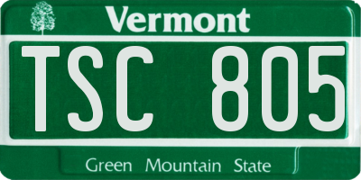 VT license plate TSC805