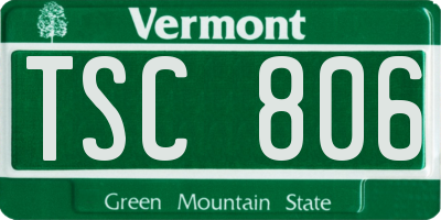 VT license plate TSC806