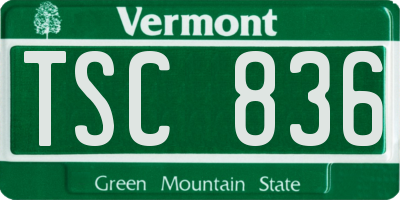 VT license plate TSC836