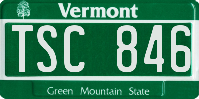 VT license plate TSC846