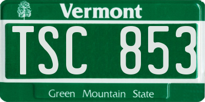 VT license plate TSC853
